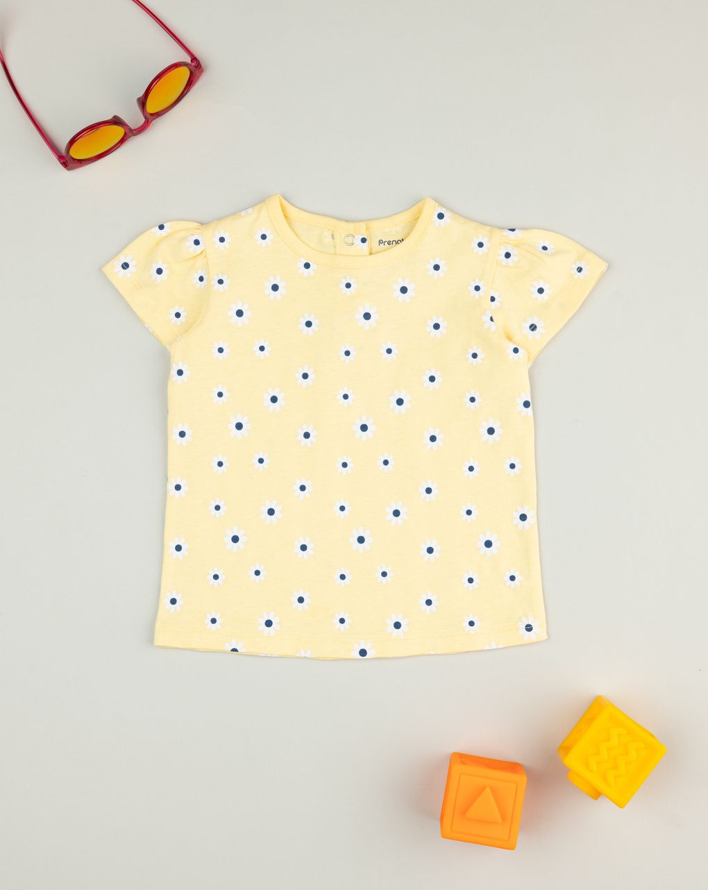 T-shirt gialla maniche corte bimba margherite