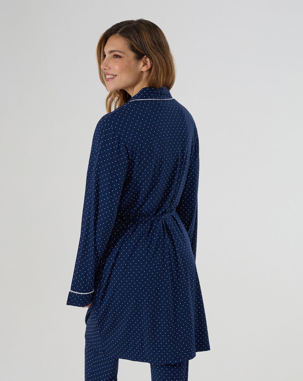Vestaglia premaman blu con pois allover