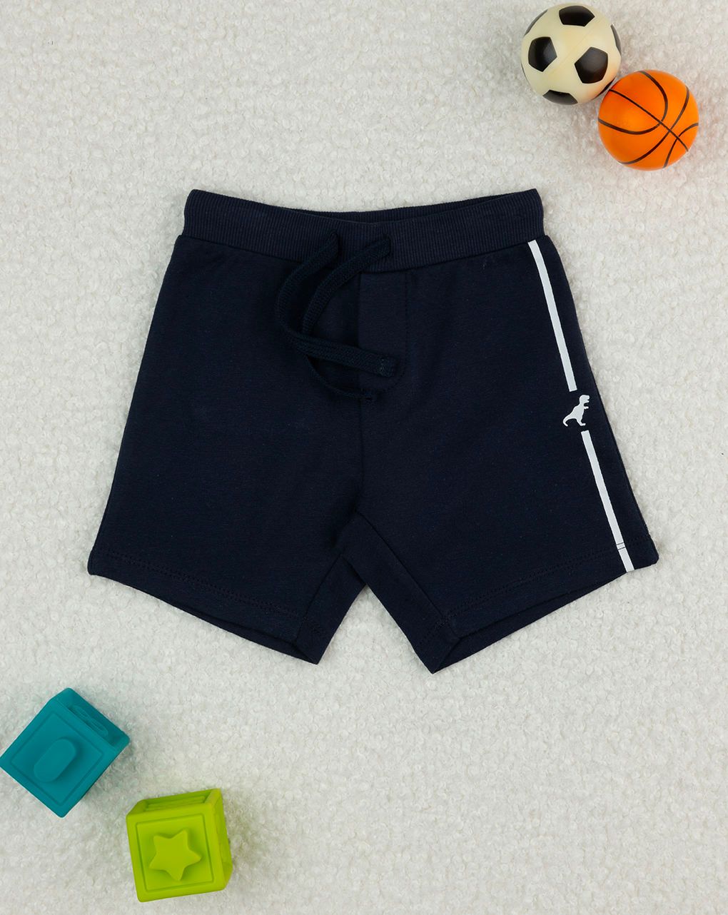 Shorts bimbo blu banda bianca