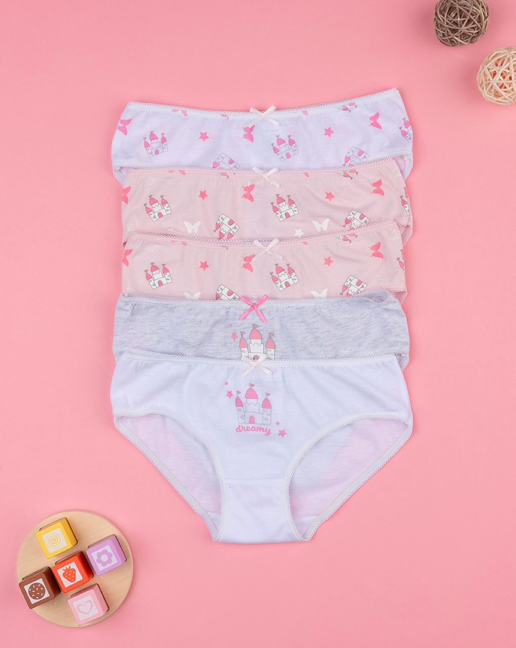 Pack 5 slip rosa bimba castilli