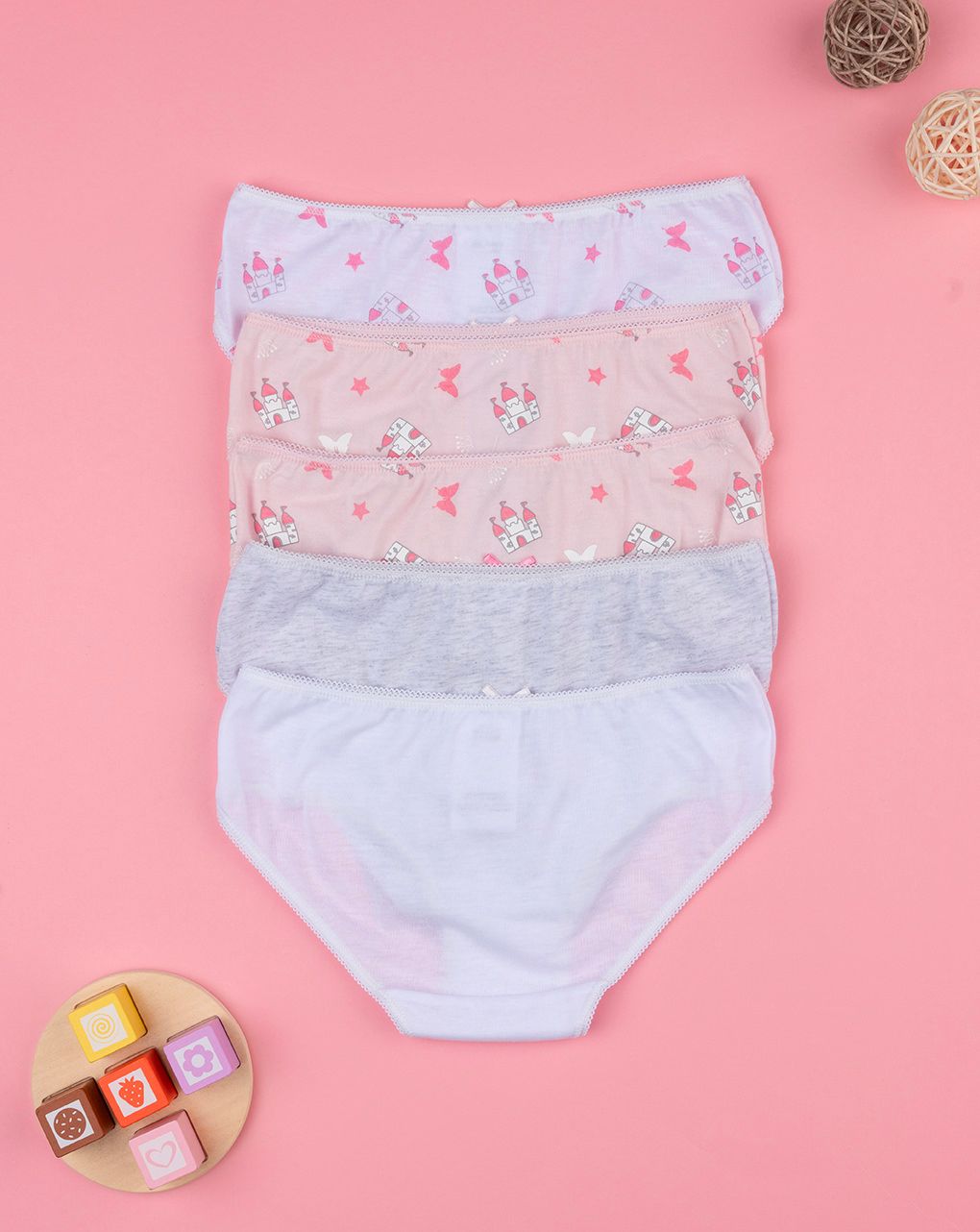 Pack 5 slip rosa bimba castilli