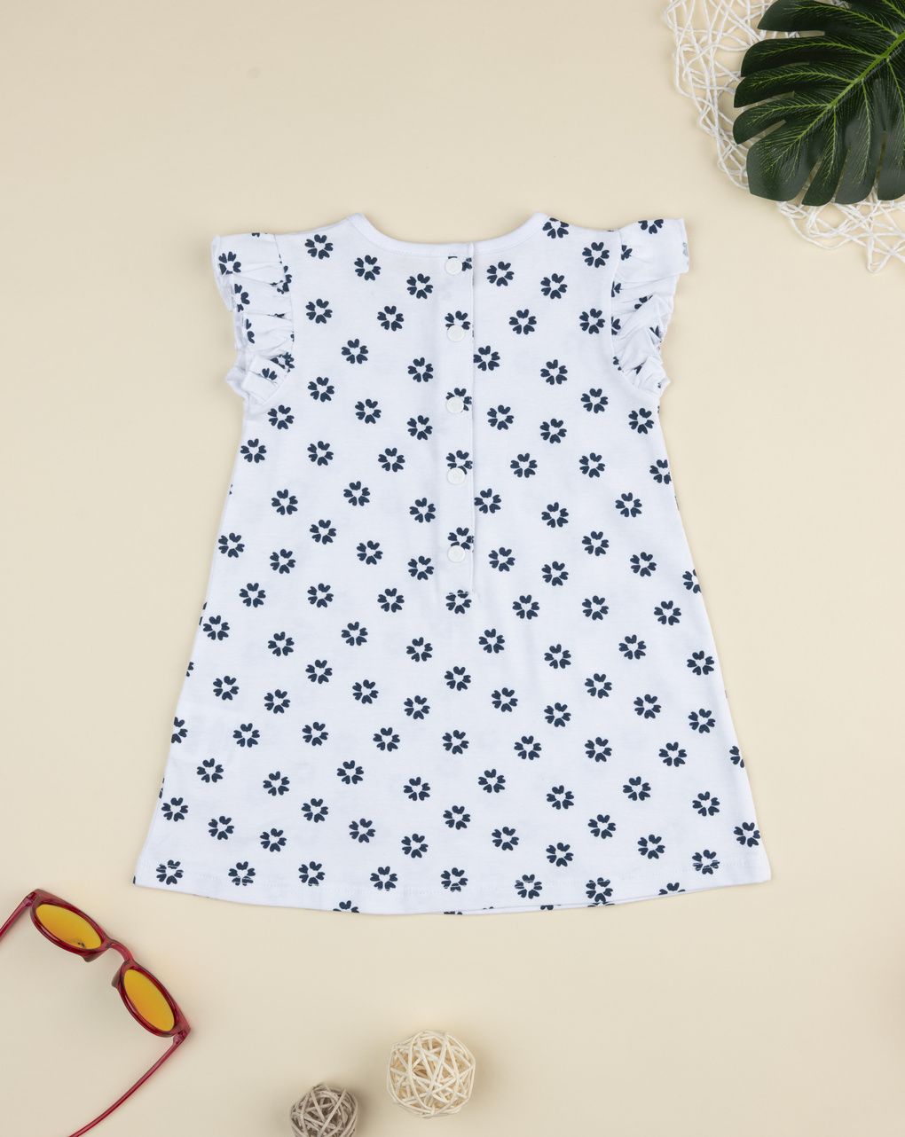Abito bimba bianco/blu stampato