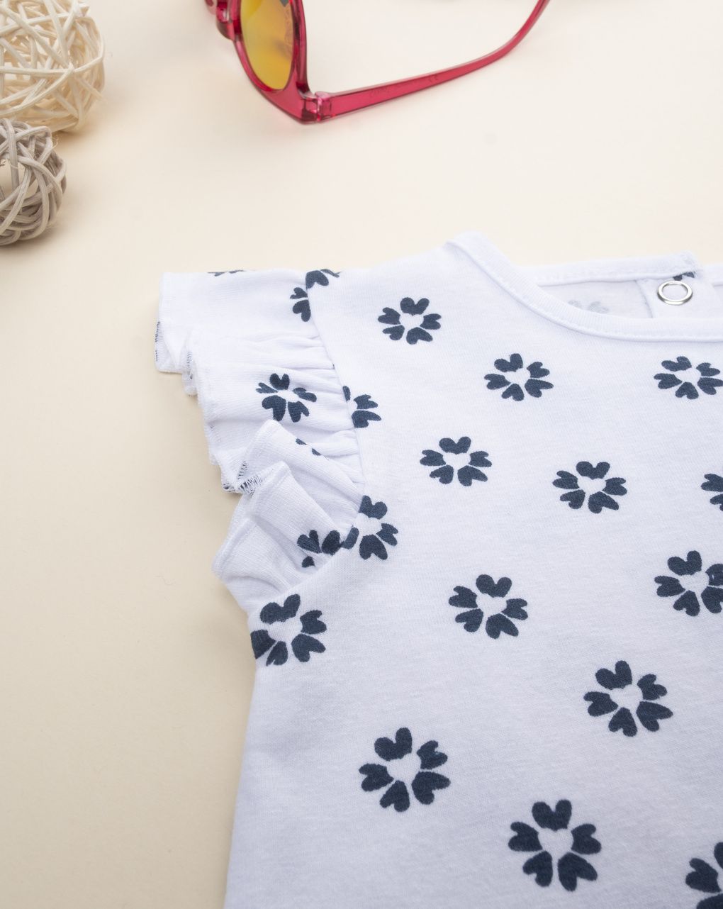 Abito bimba bianco/blu stampato