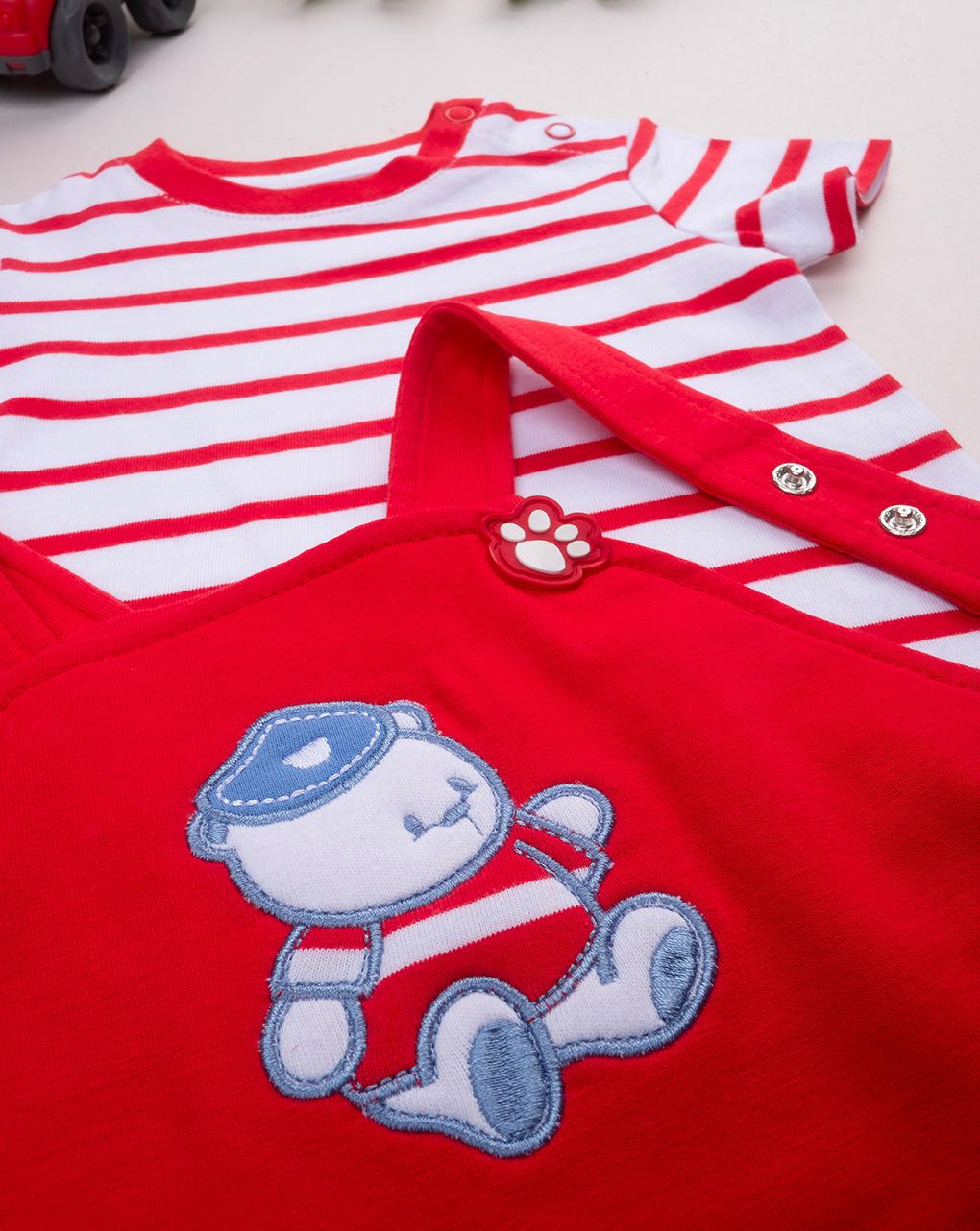 Completo corto bimbo rosso marinaretto