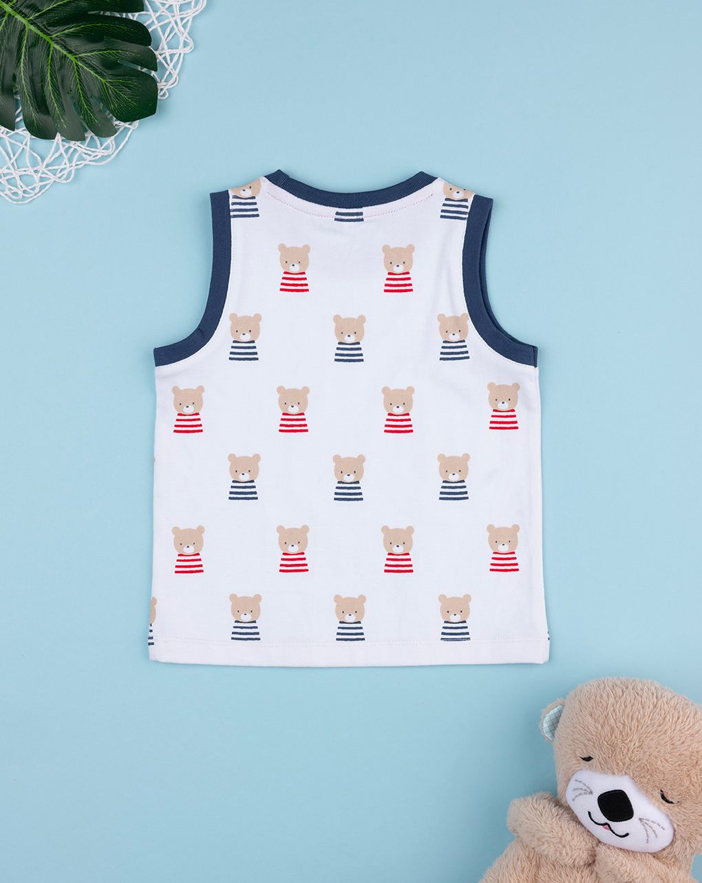 Canotta bimbo bianca orsetti allover