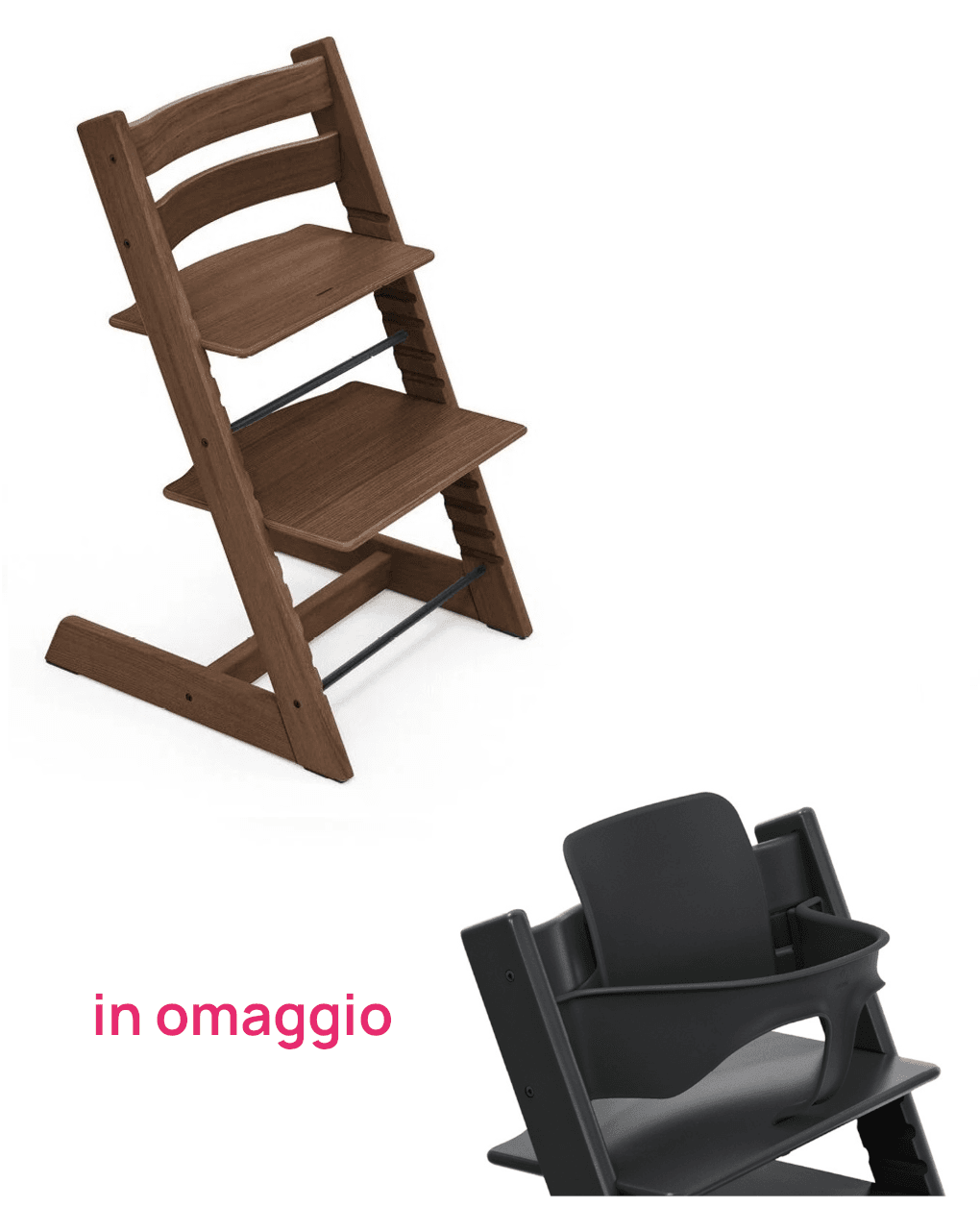 Tripp trapp rovere marrone + baby set black v2 in omaggio - personalizzabile - stokke®