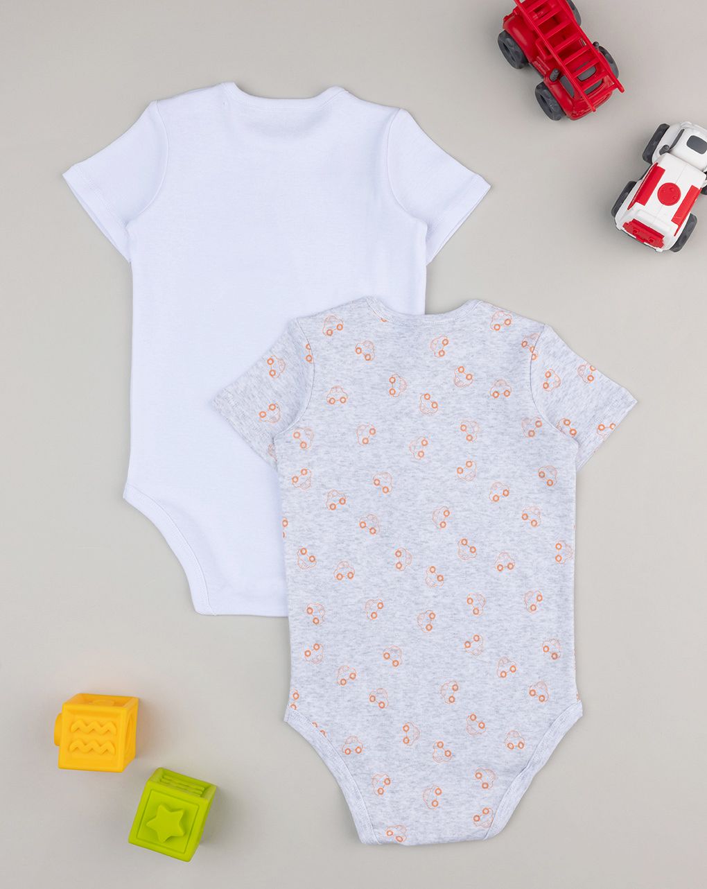Pack 2 body bimbo mezza manica bianco/grigio
