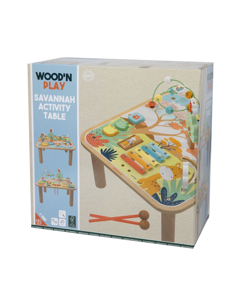 Tavolino multiattività savana in legno - 18m+ - wood " n" play