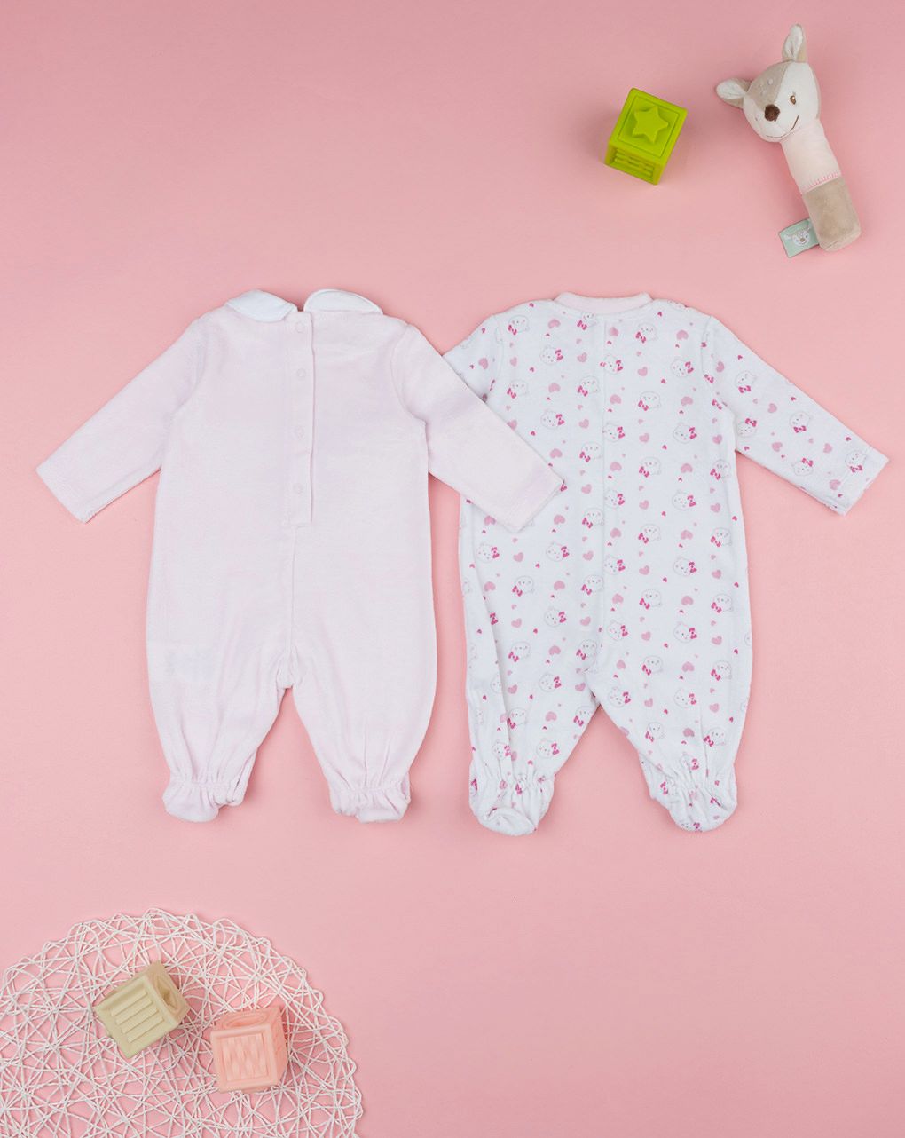 Combinaison Bébé Fille En Velours Pastello - Rose - Taille Nouveau-né - Neuve Avec étiquette