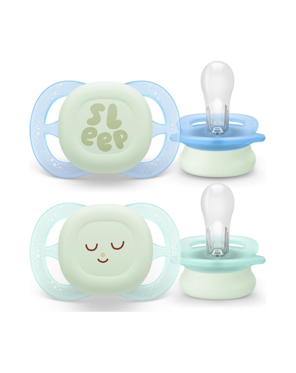 Ciuccio notturno ultra start scf075/08  blu/verde -  philips