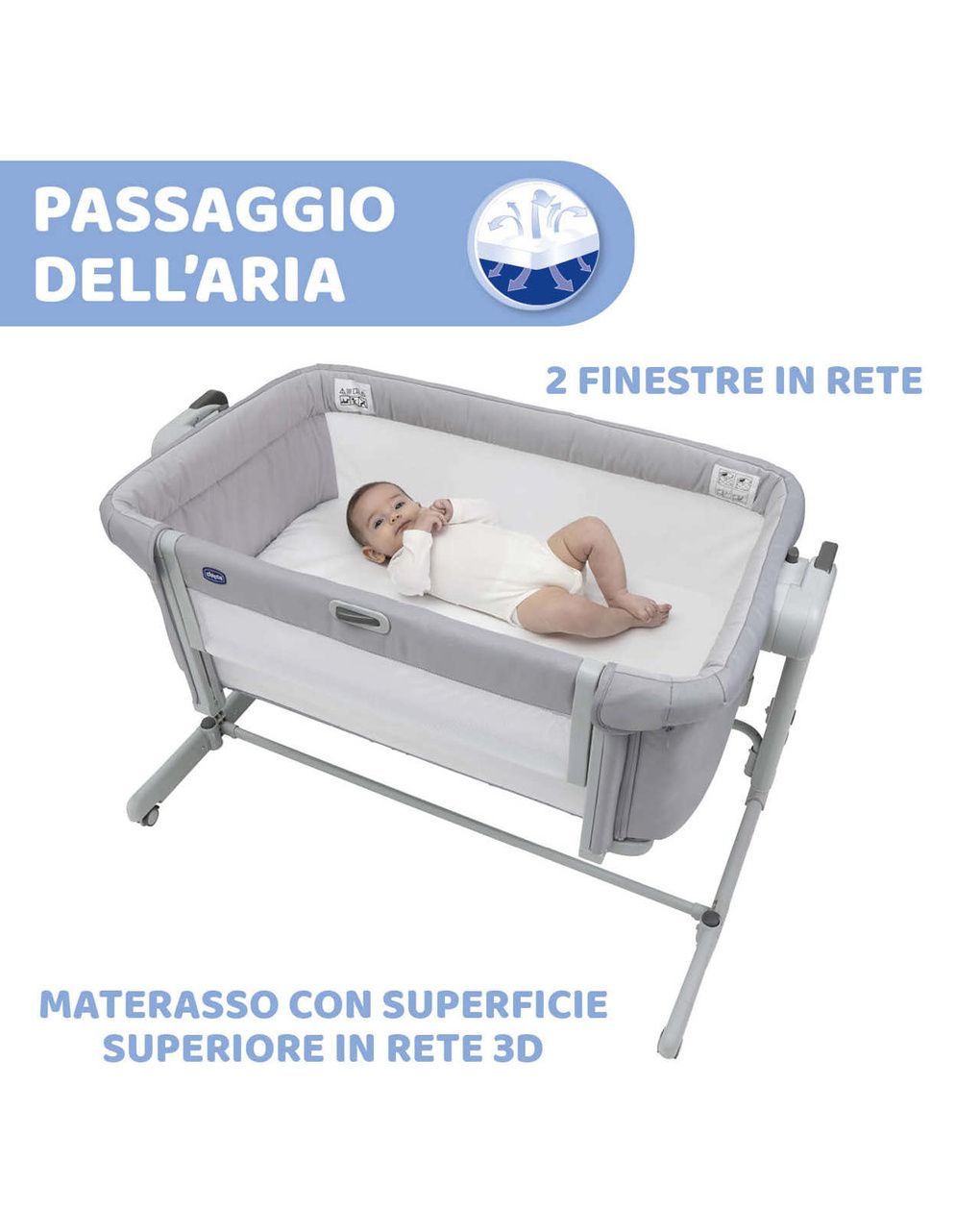 Culla next2me magic evo grey mist - chicco