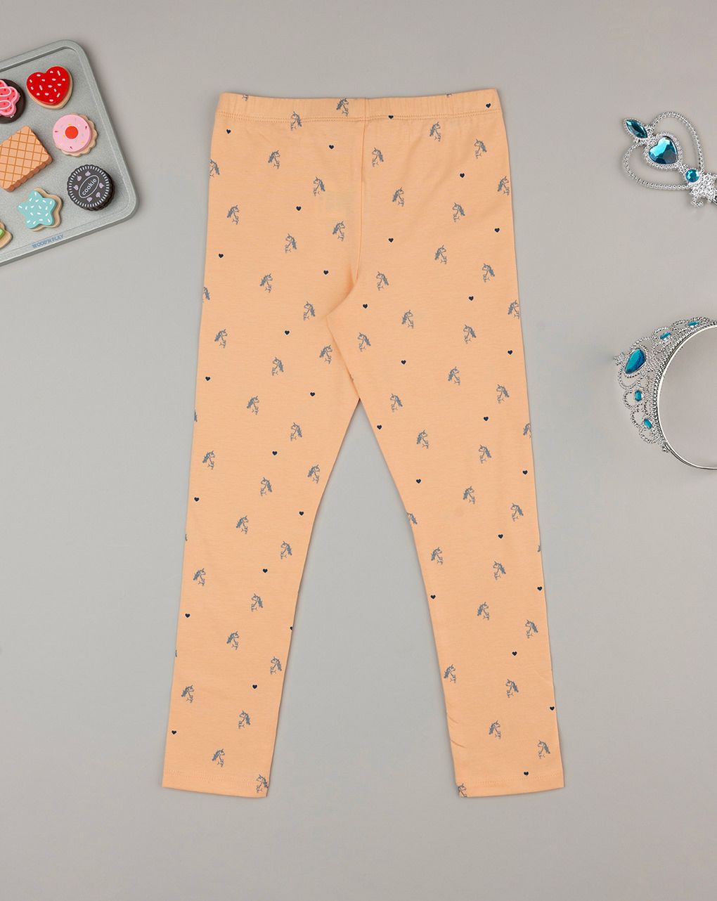 Legging bimba arancione unicorni allover