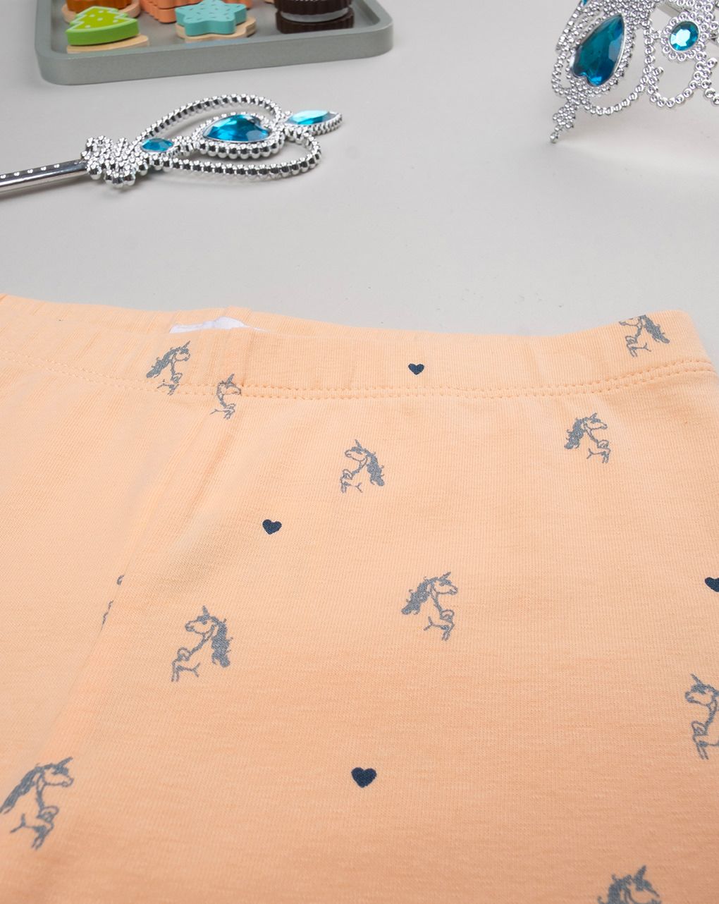 Legging bimba arancione unicorni allover