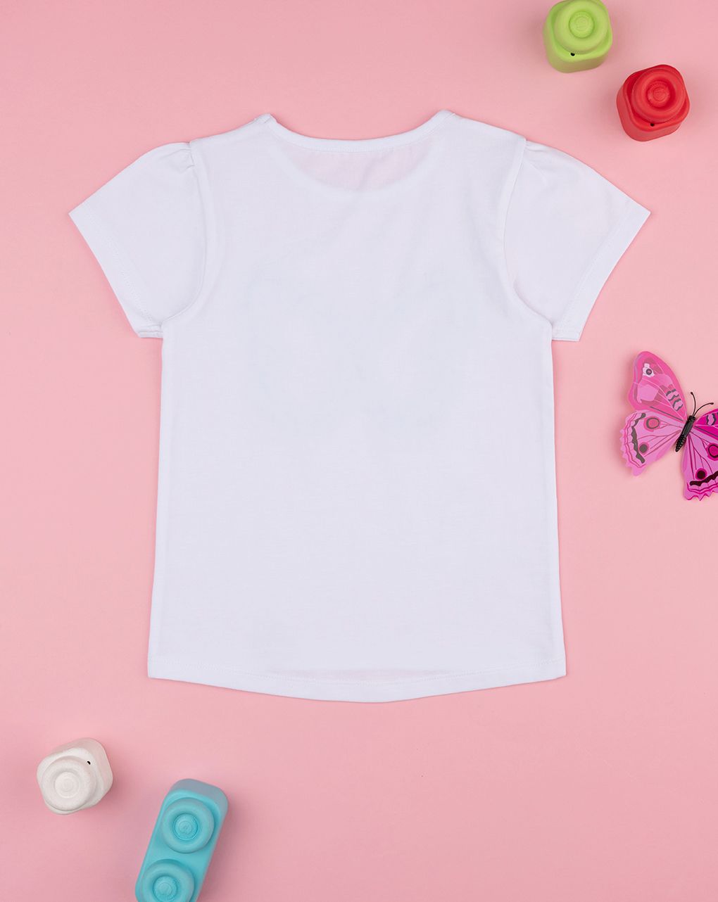 T-shirt bimba bianca farfalla denim