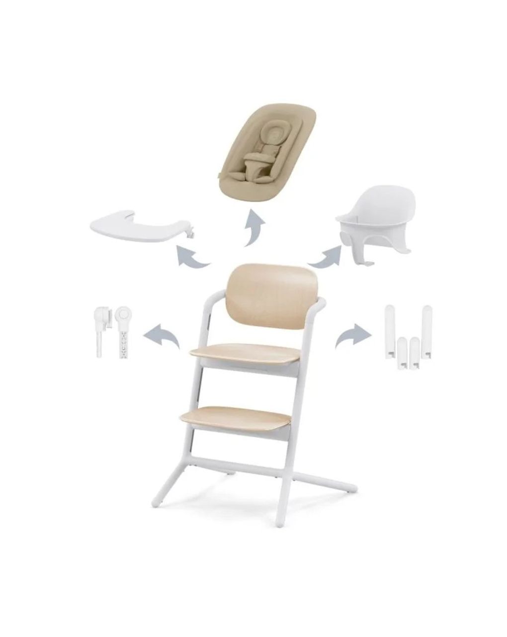 Lemo 4in1 sedia evolutiva con sdraietta e accessori pappa - sand white - cybex gold