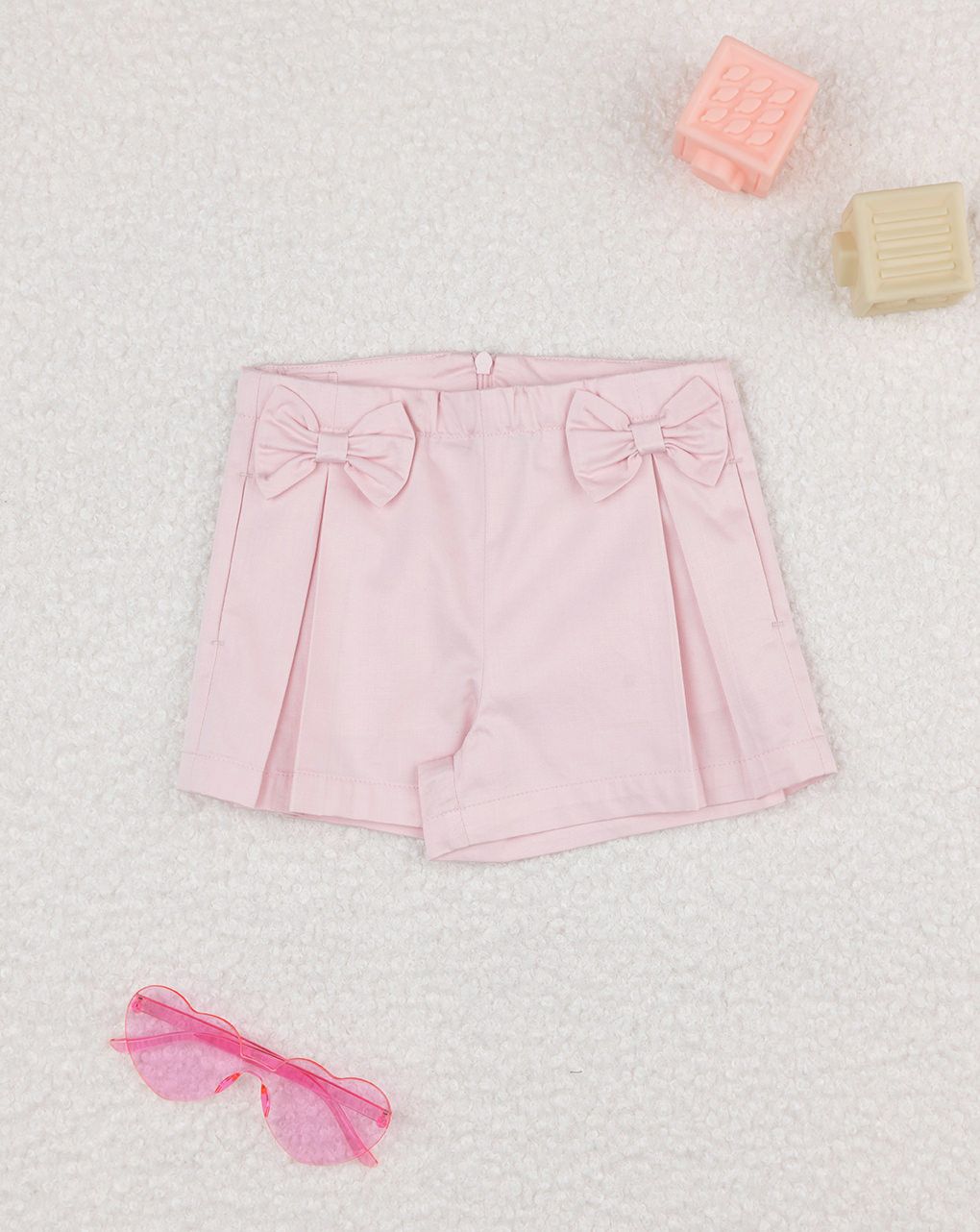Shorts bimba rosa con fiocchi