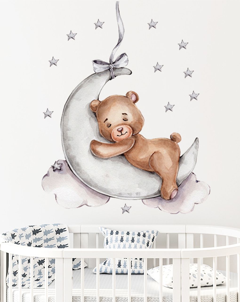 Adesivo decorativo da parete - orsetto sulla luna - autoadesivo - sipo