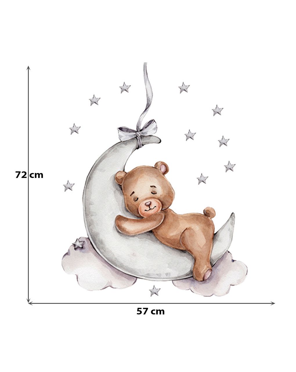 Adesivo decorativo da parete - orsetto sulla luna - autoadesivo - sipo