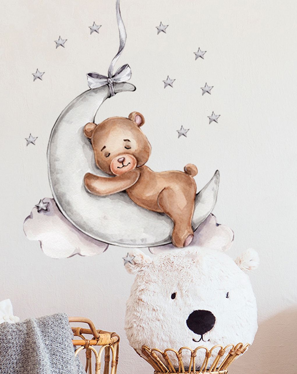 Adesivo decorativo da parete - orsetto sulla luna - autoadesivo - sipo