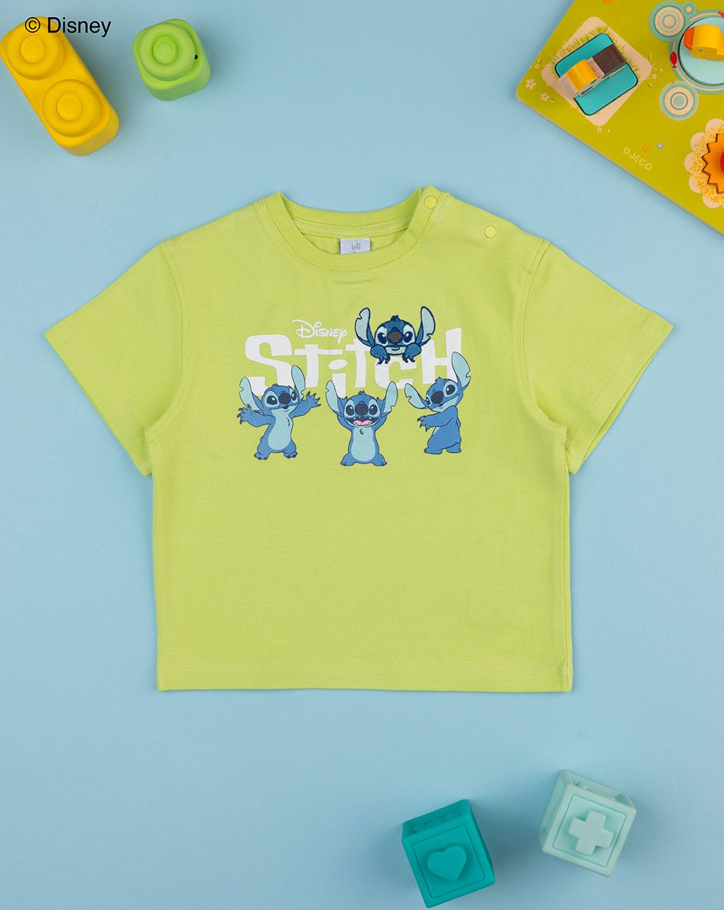 T-shirt bimbo verde stitch