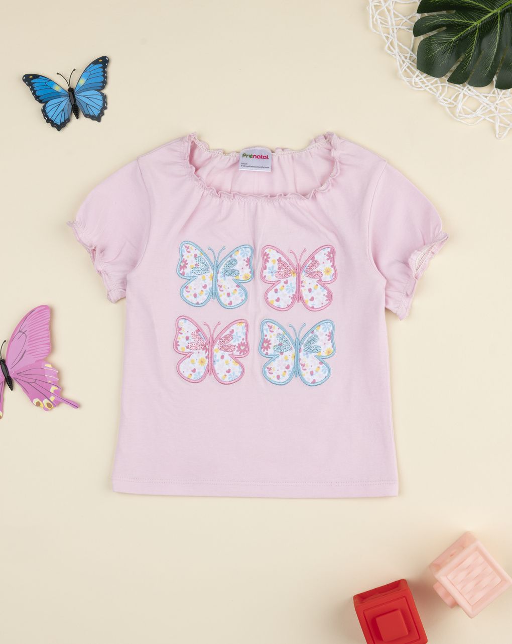 T-shirt bimba rosa farfalle