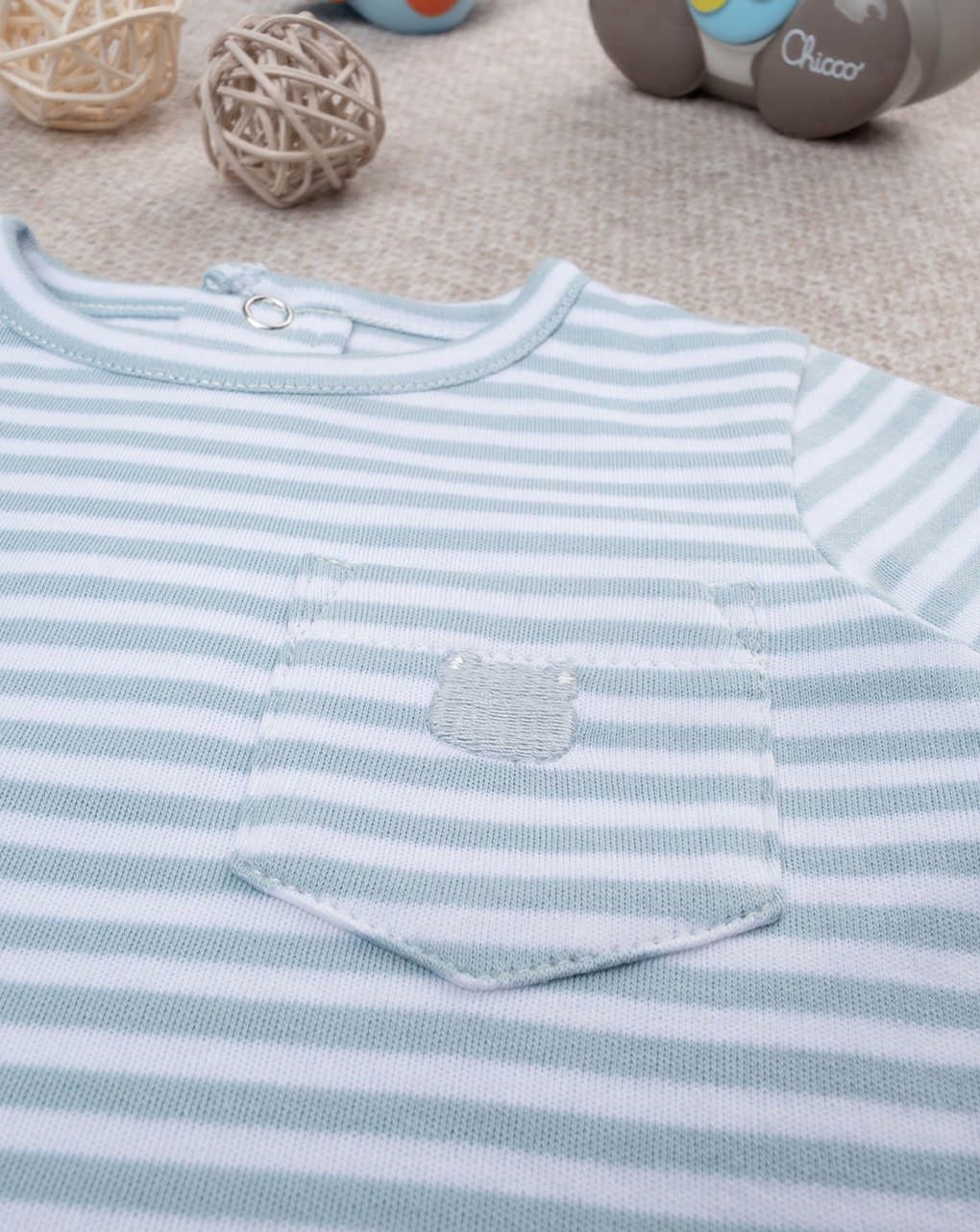 T-shirt bimbo azzurra rigata