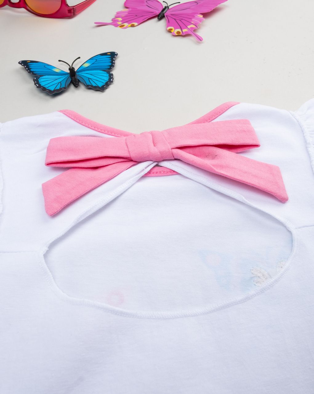 T-shirt bimba bianca farfalle