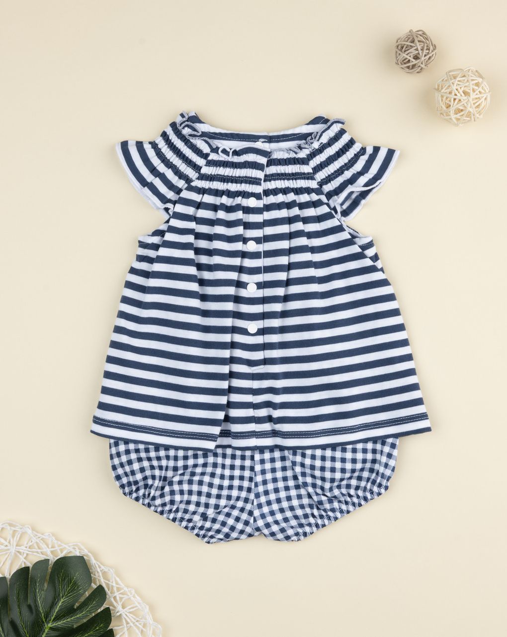 Pagliaccetto bimba rigato blu/bianco