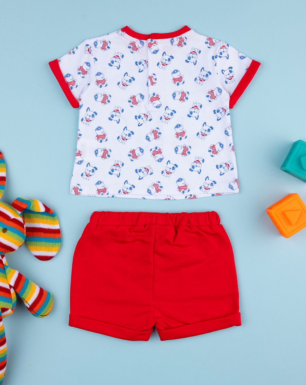 Completo bimbo bianco/rosso cagnolini