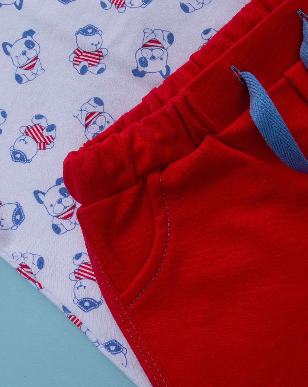 Completo bimbo bianco/rosso cagnolini