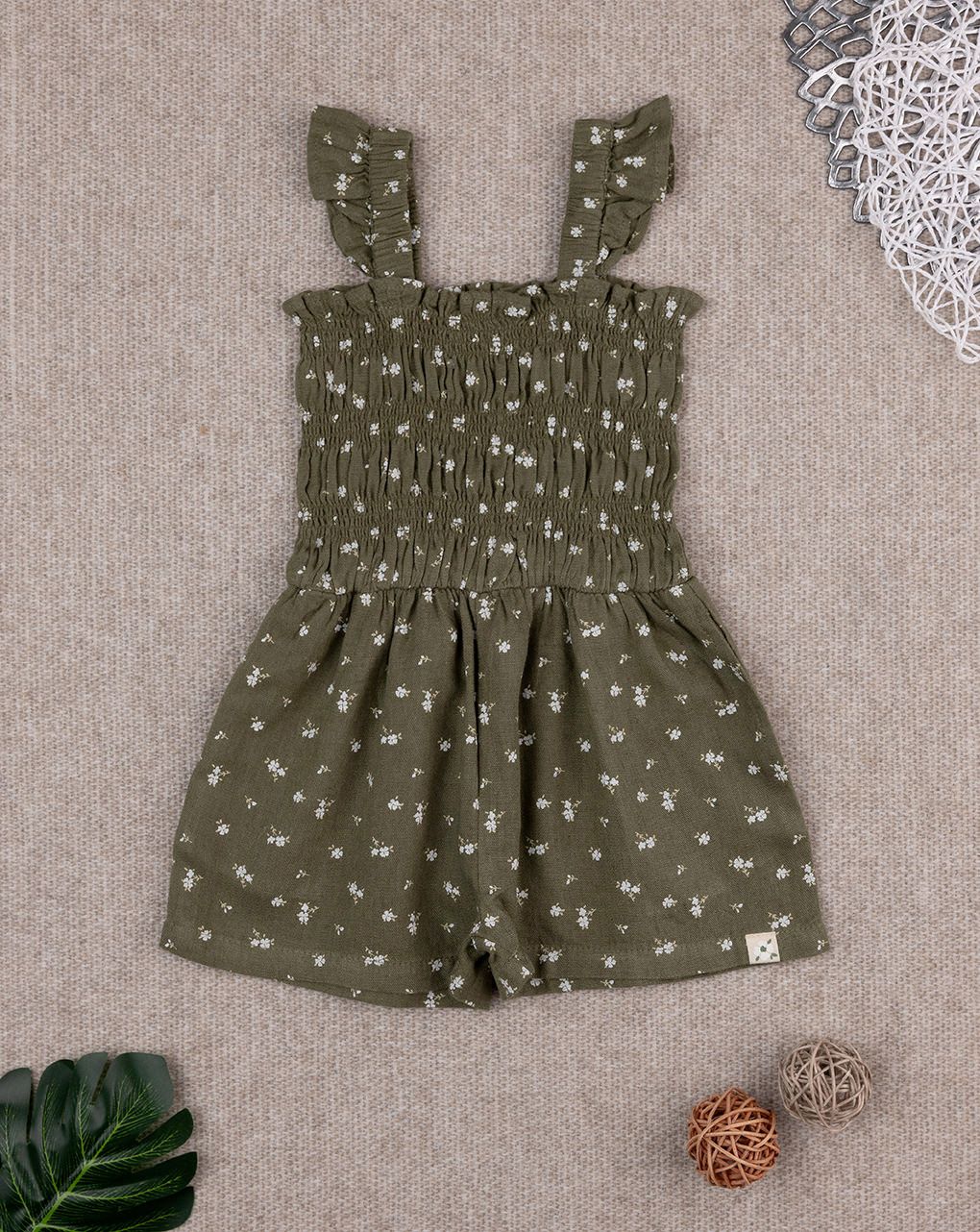 Tutina bimba verde stampata