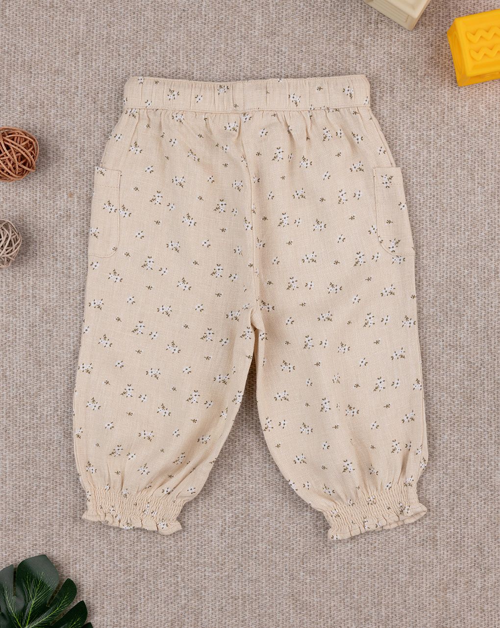 Pantalone lino bimba beige