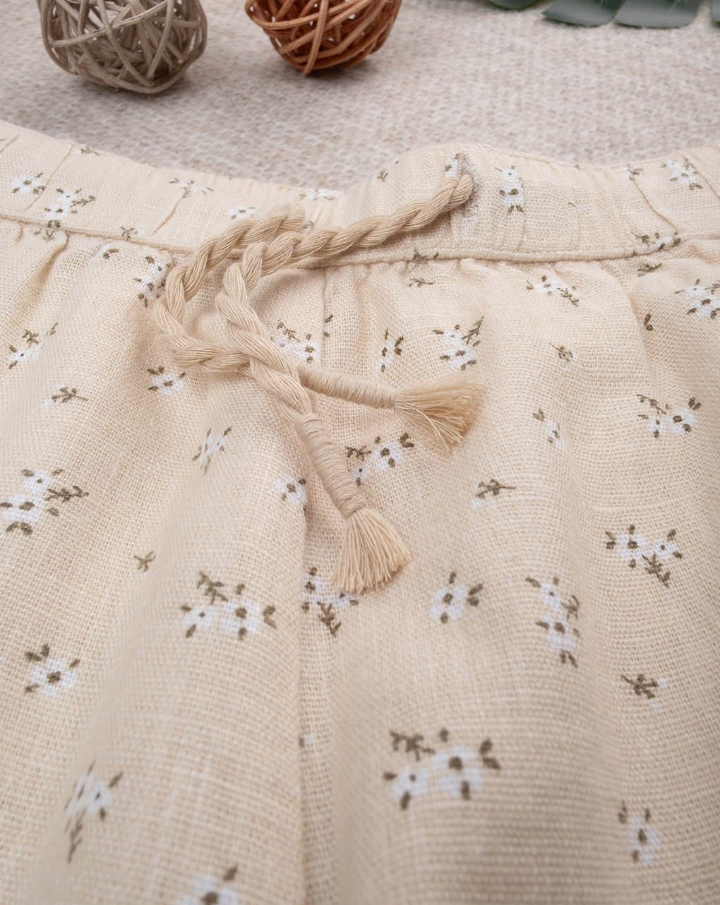 Pantalone lino bimba beige