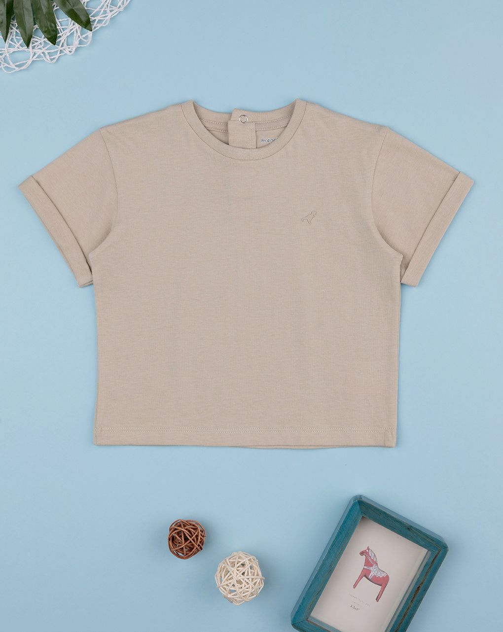 T-shirt bimbo marrone girocollo