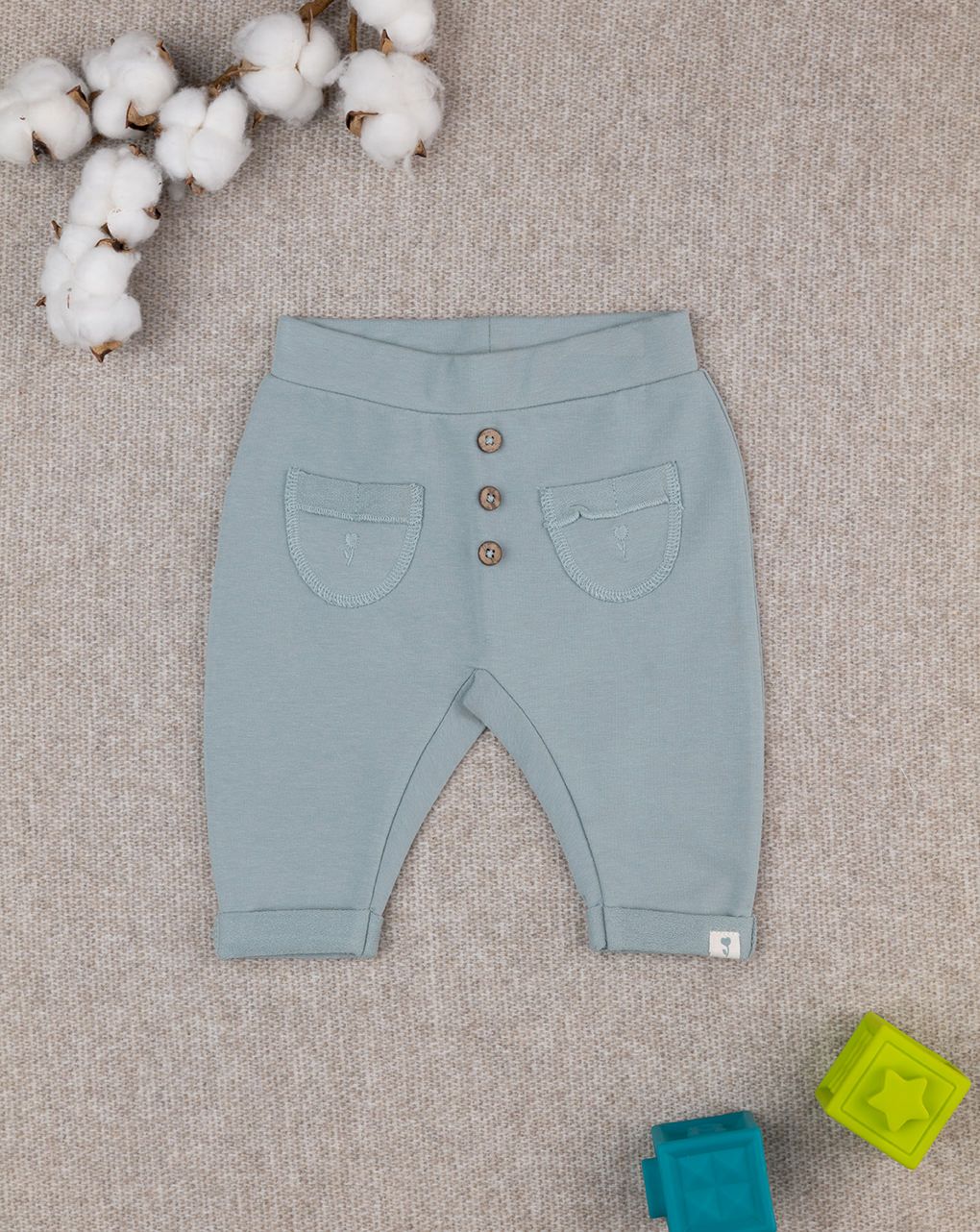 Pantalone bimba verde con tasche