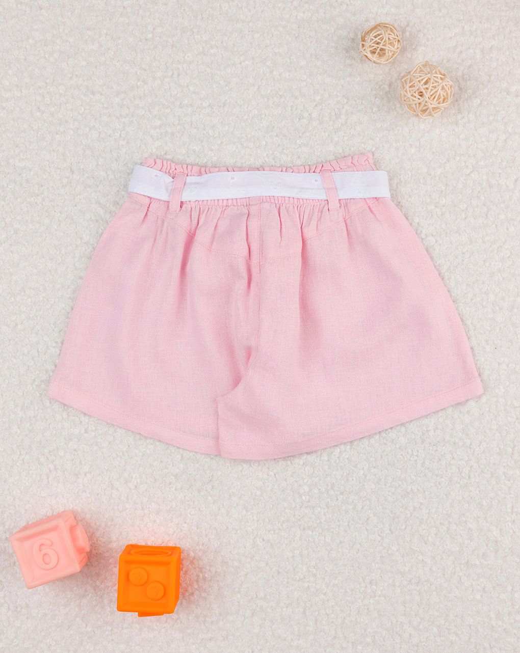 Shorts bimba rosa cintura sangallo