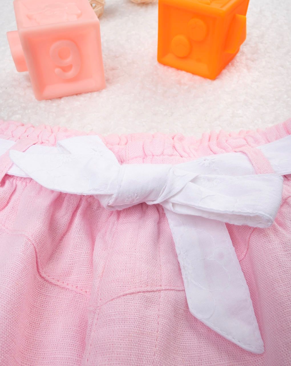 Shorts bimba rosa cintura sangallo