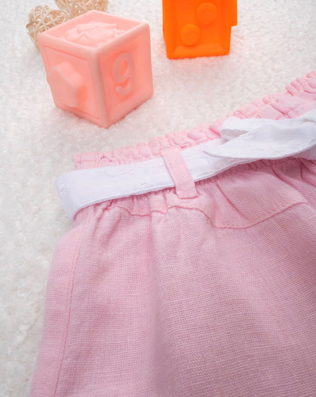 Shorts bimba rosa cintura sangallo
