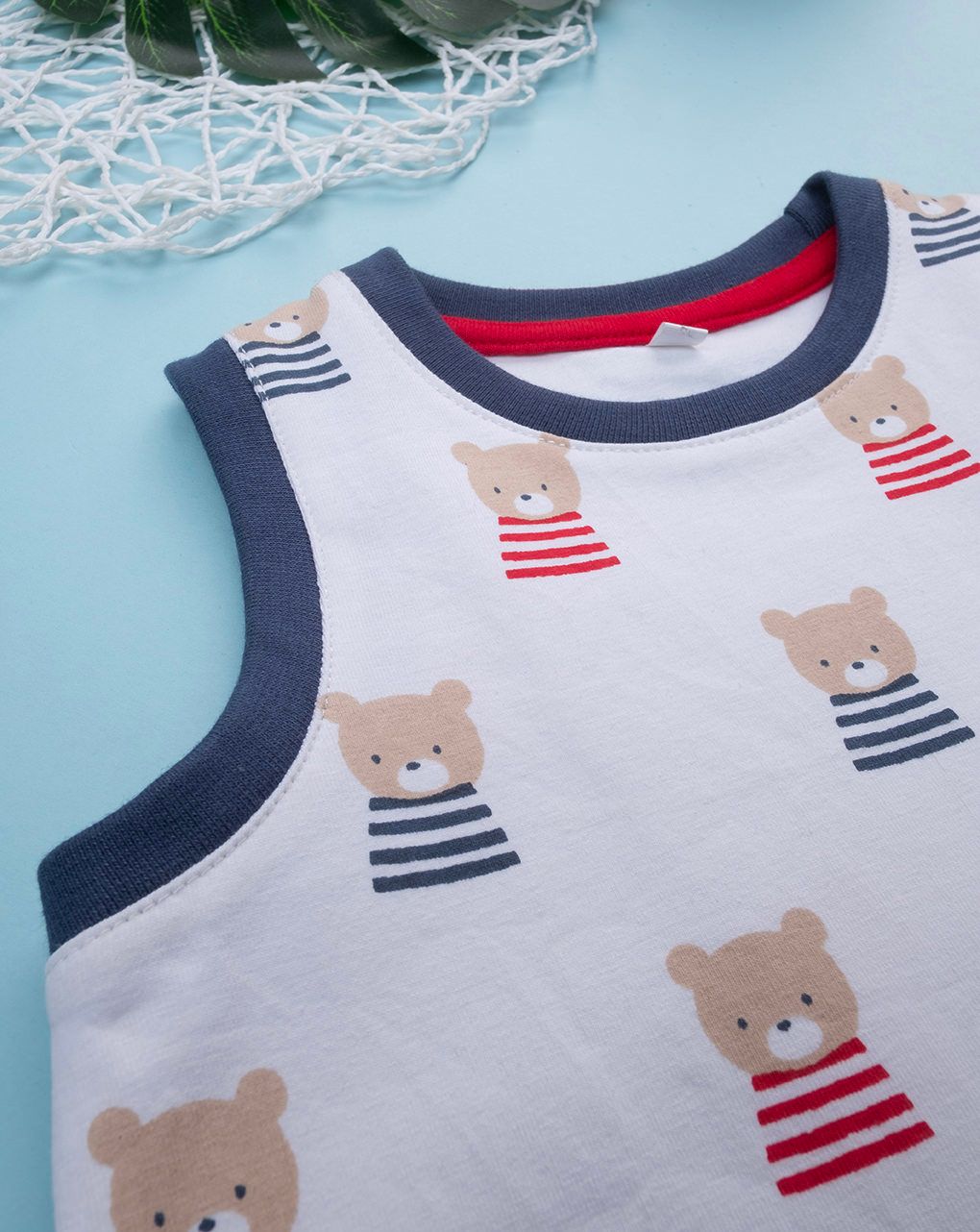 Canotta bimbo bianca orsetti allover