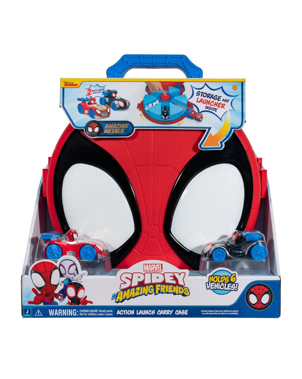 Spidey valigetta lancia veicoli con due veicoli die cast