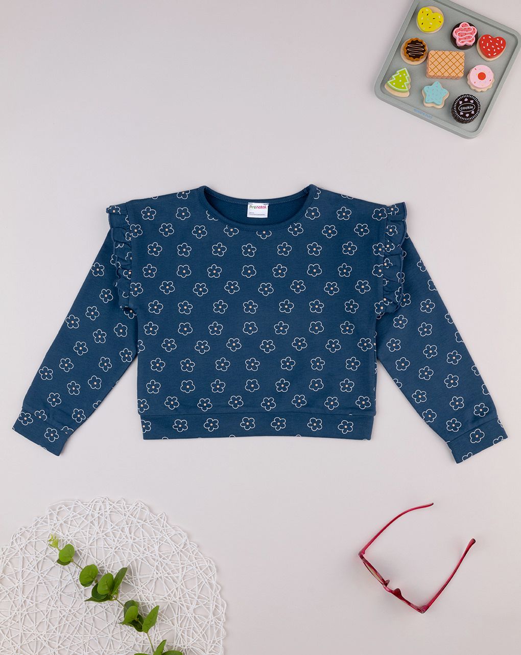 Felpa bimba blu margherite