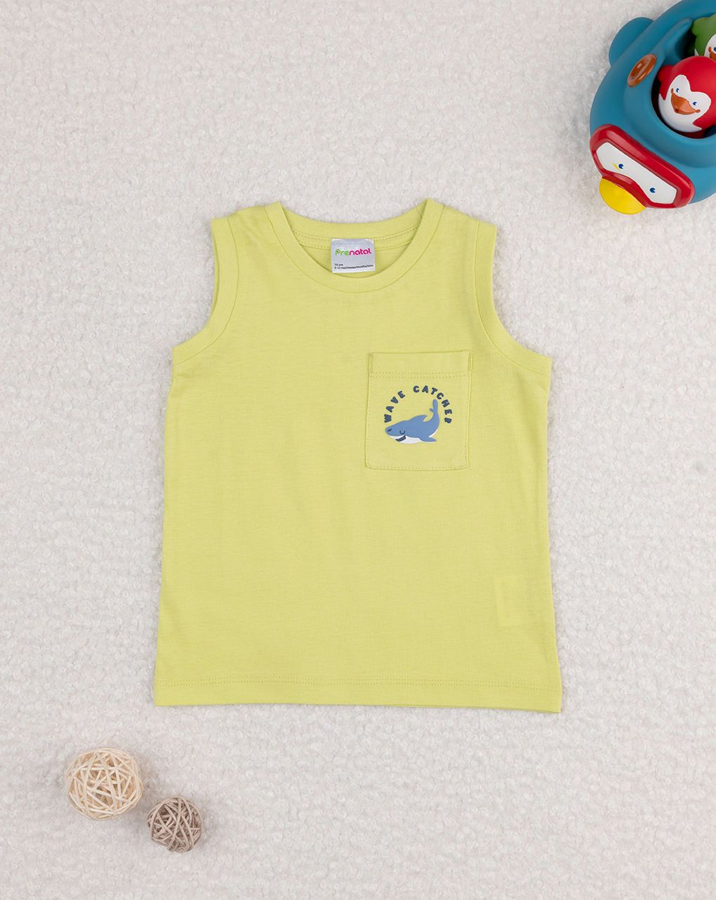 Canotta bimbo verde chiaro con taschino