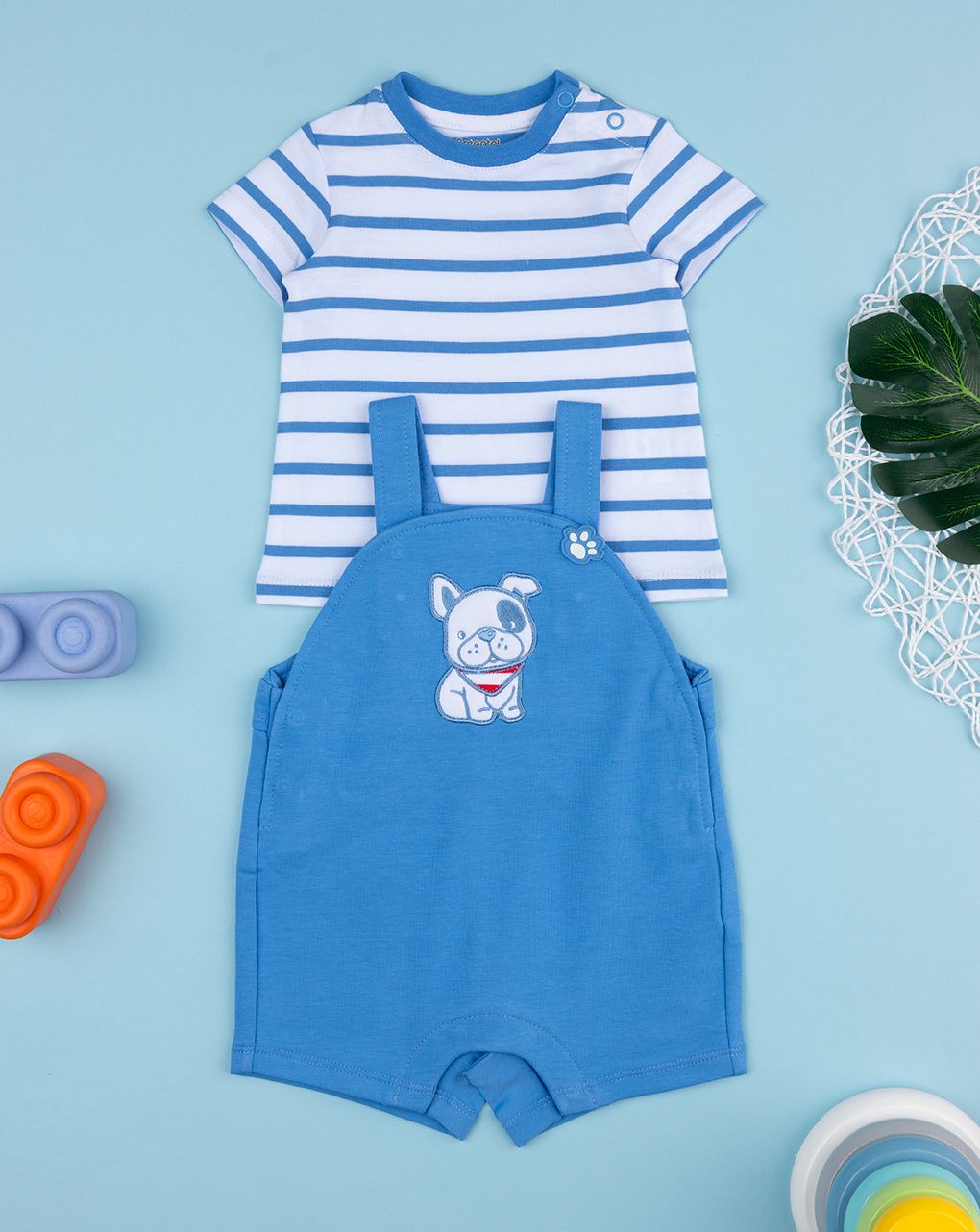 Completo bimbo salopette blu