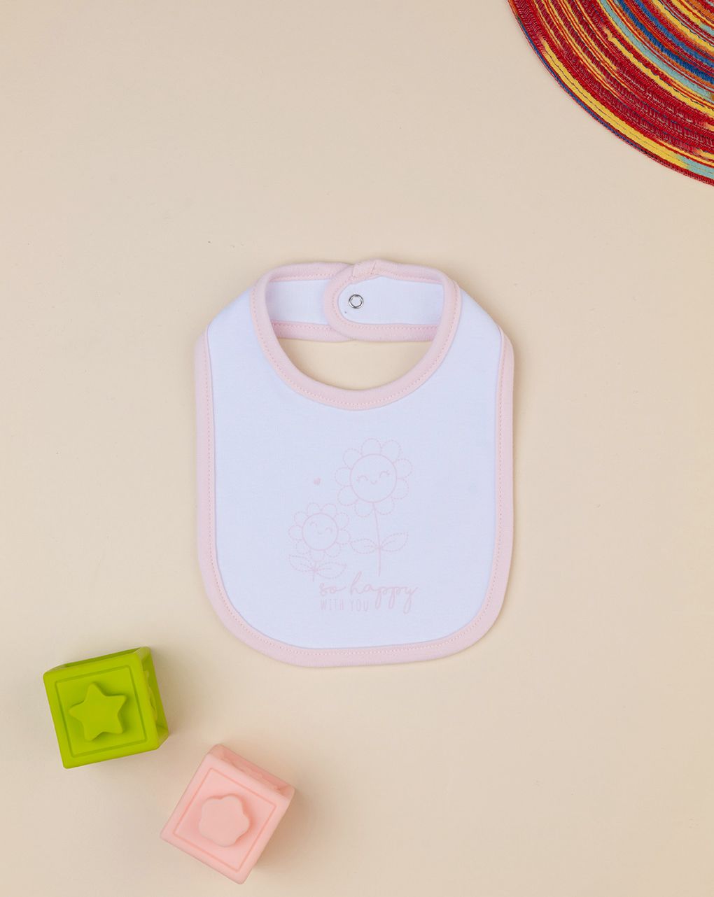 Bavaglino bimba bianco/rosa