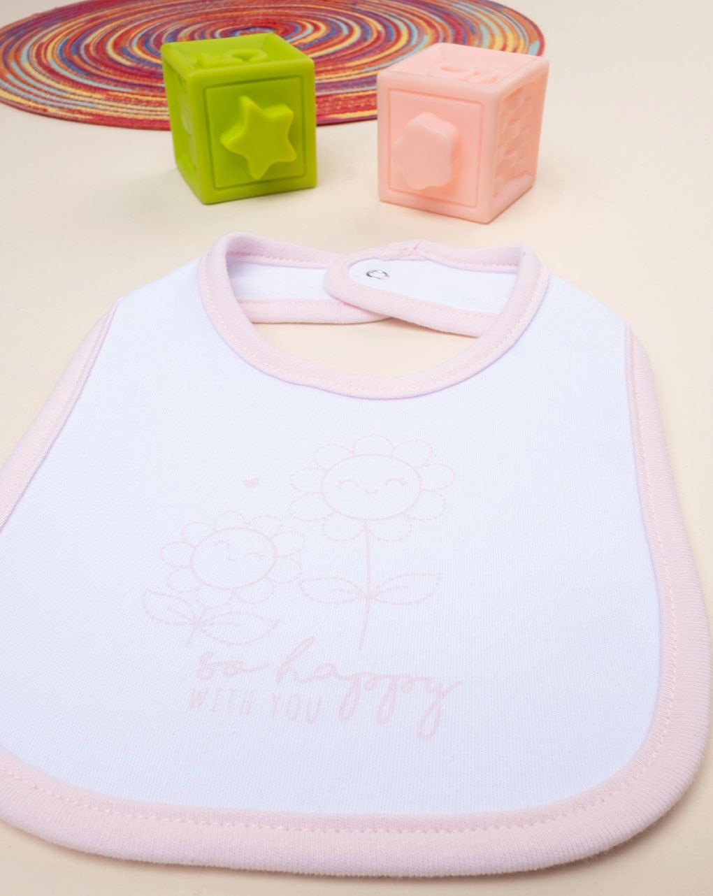 Bavaglino bimba bianco/rosa