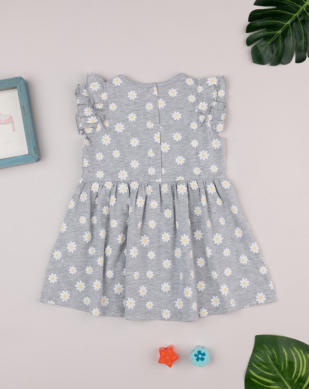 Abito bimba grigio margherite allover