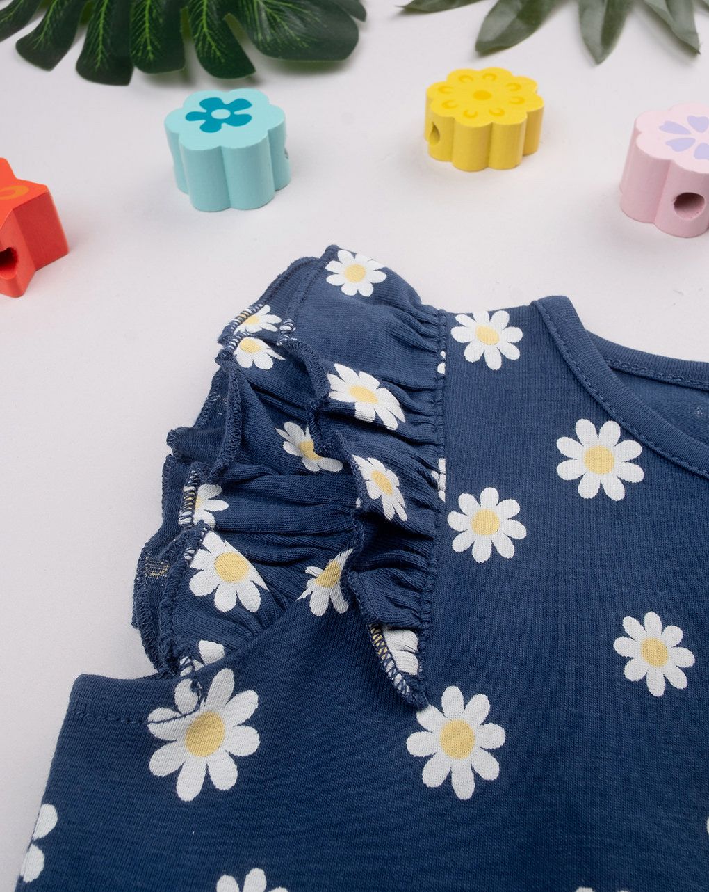 Abito bimba blu margherite allover