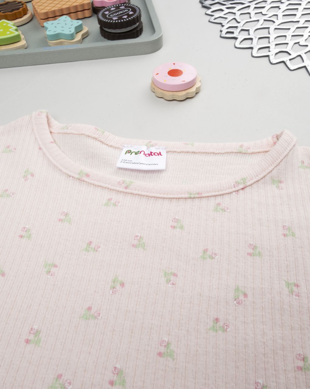 T-shirt bimba rosa fiori allover