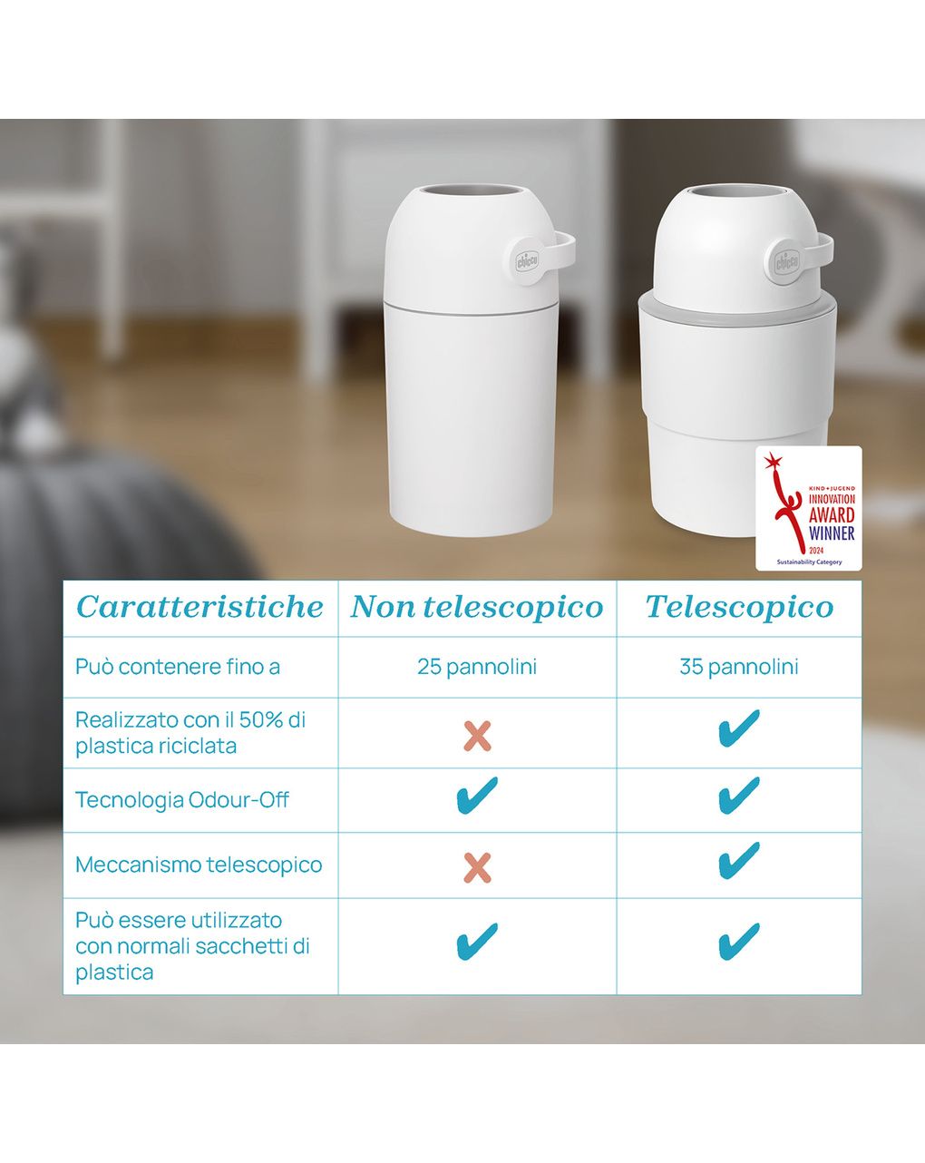 Odour off mangiapannolini telescopico - chicco