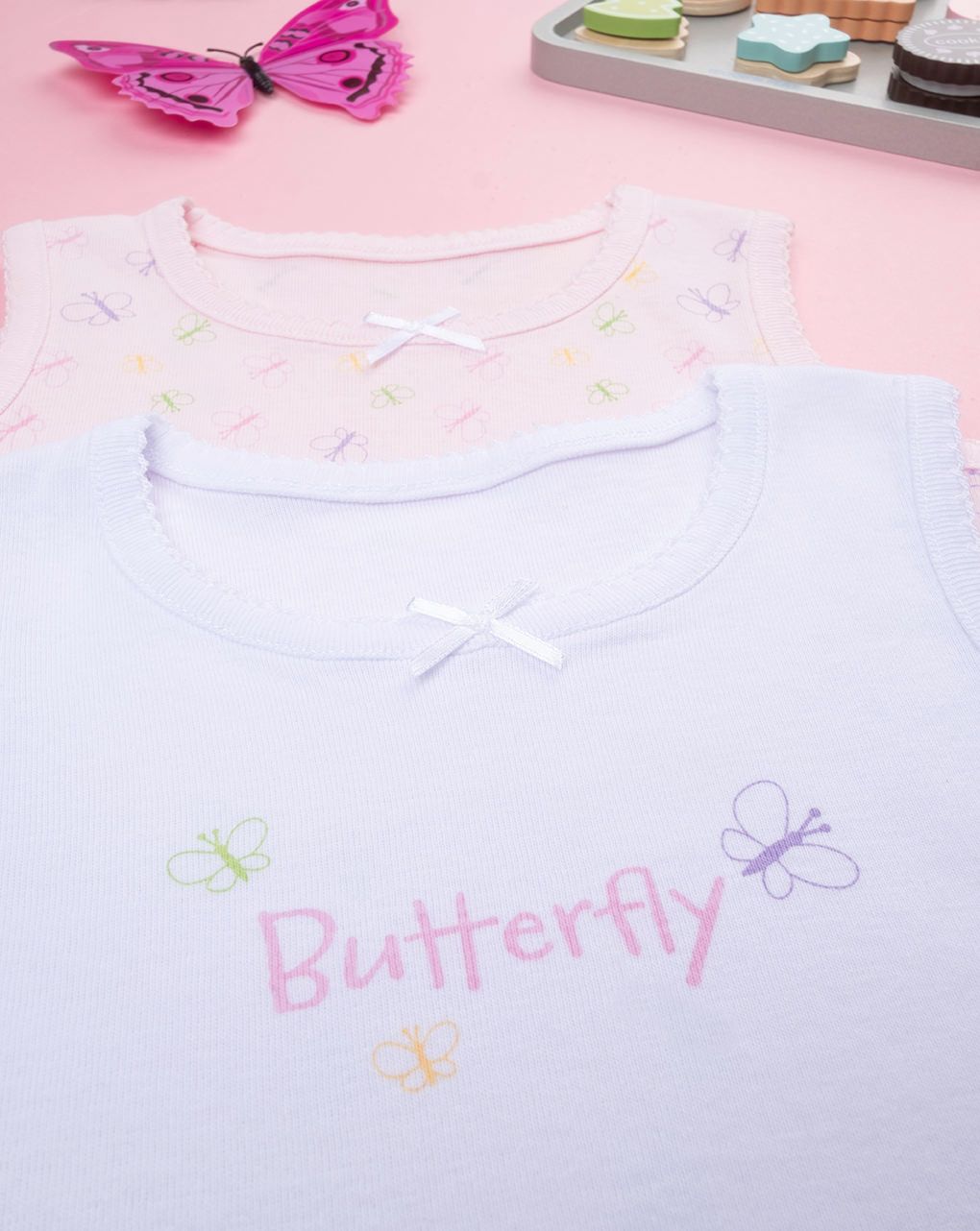 Pack 2 body costina bimba bianco/rosa